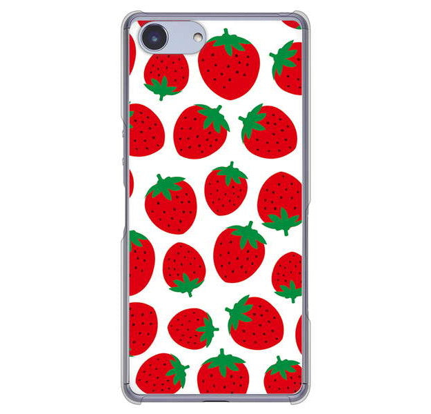 Xperia Ace SO-02L docomo 高画質仕上げ 背面印刷 ハードケース 小さいイチゴ模様