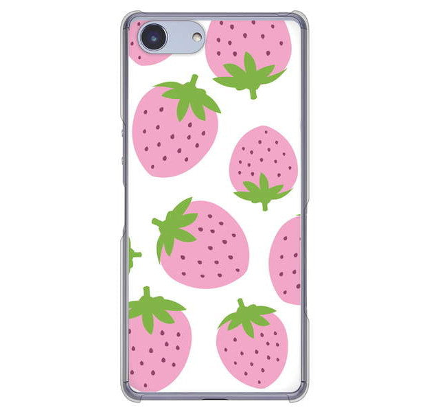 Xperia Ace SO-02L docomo 高画質仕上げ 背面印刷 ハードケース 大きいイチゴ模様