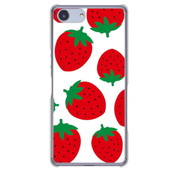 Xperia Ace SO-02L docomo 高画質仕上げ 背面印刷 ハードケース 大きいイチゴ模様