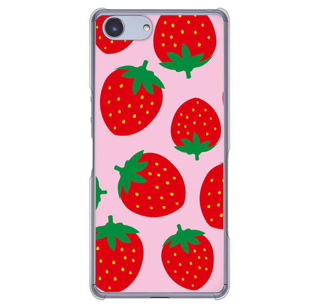Xperia Ace SO-02L docomo 高画質仕上げ 背面印刷 ハードケース 大きいイチゴ模様