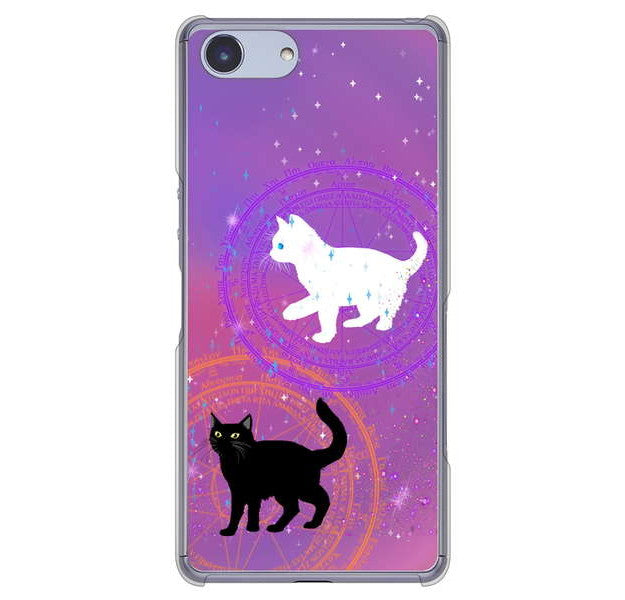 Xperia Ace SO-02L docomo 高画質仕上げ 背面印刷 ハードケース 魔法陣猫