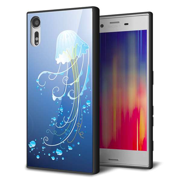 docomo エクスペリア XZs SO-03J 強化ガラス&TPUスマホケース ガラプリ【362 ジェリーフィシュ】