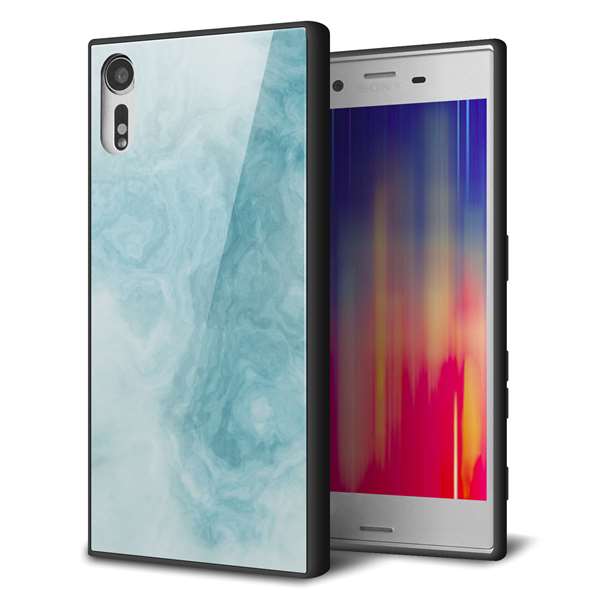 docomo エクスペリア XZs SO-03J 強化ガラス&TPUスマホケース ガラプリ【KM868 大理石BL】