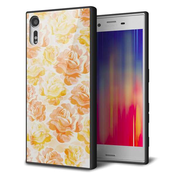 docomo エクスペリア XZs SO-03J 強化ガラス&TPUスマホケース ガラプリ【SC931 ローズ イエロー】