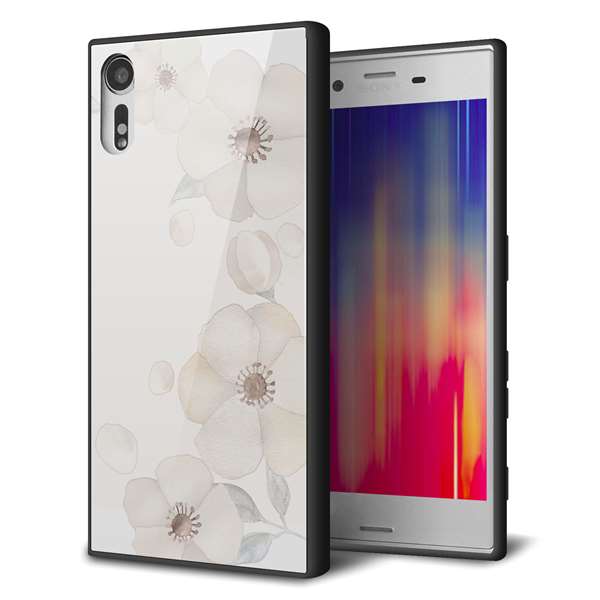 docomo エクスペリア XZs SO-03J 強化ガラス&TPUスマホケース ガラプリ【SC952 ドゥ・フルール(セピア)】