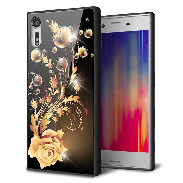 docomo エクスペリア XZs SO-03J 強化ガラス&TPUスマホケース ガラプリ【VA823 気高きバラ】