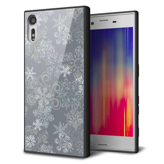 docomo エクスペリア XZs SO-03J 強化ガラス&TPUスマホケース ガラプリ【XA801 雪の結晶】