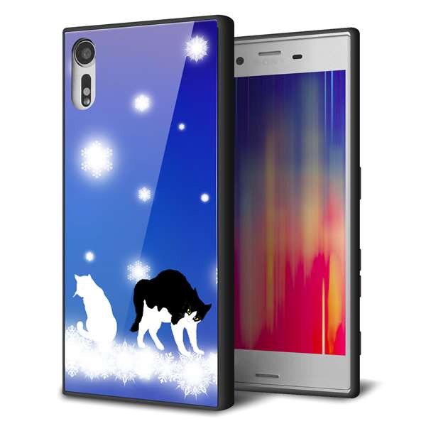 docomo エクスペリア XZs SO-03J 強化ガラス&TPUスマホケース ガラプリ【YJ335 雪の結晶 はちわれ】