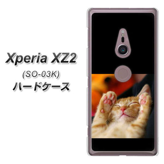 docomo エクスペリア XZ2 SO-03K 高画質仕上げ 背面印刷 ハードケース【VA804 爆睡するネコ】