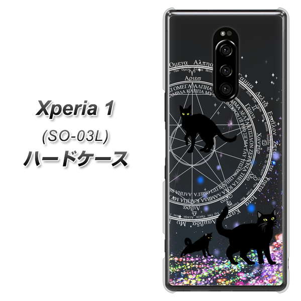 docomo エクスぺリア ワン SO-03L 高画質仕上げ 背面印刷 ハードケース【YJ330 魔法陣猫 キラキラ 黒猫】