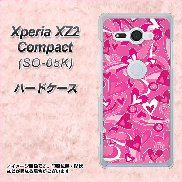 docomo エクスペリア XZ2 コンパクト SO-05K 高画質仕上げ 背面印刷 ハードケース【383 ピンクのハート】