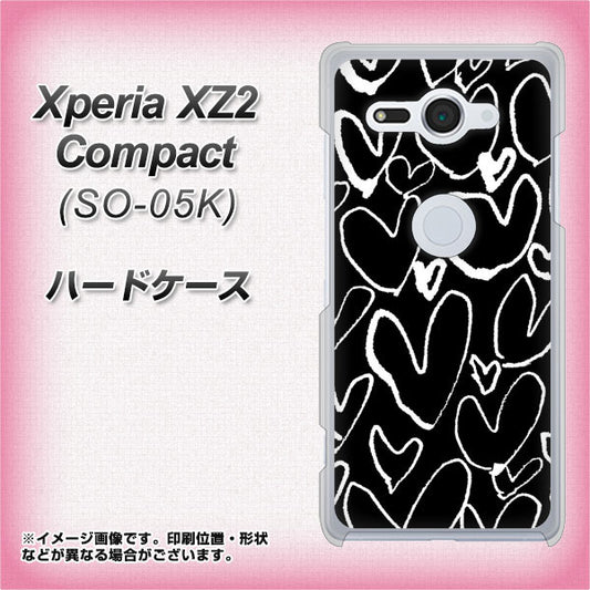 docomo エクスペリア XZ2 コンパクト SO-05K 高画質仕上げ 背面印刷 ハードケース【1124 ハート BK&WH】