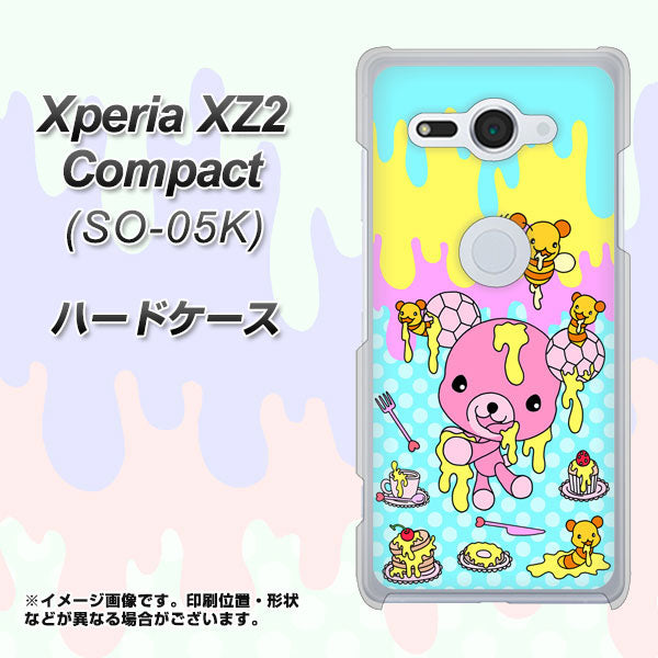 docomo エクスペリア XZ2 コンパクト SO-05K 高画質仕上げ 背面印刷 ハードケース【AG821 ハニベア(水玉水色)】