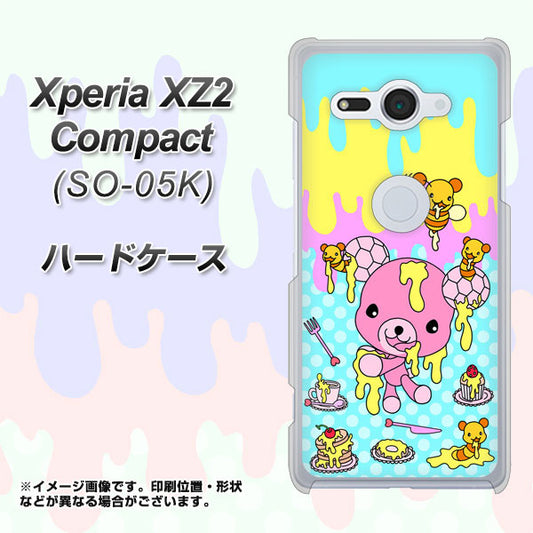 docomo エクスペリア XZ2 コンパクト SO-05K 高画質仕上げ 背面印刷 ハードケース【AG821 ハニベア(水玉水色)】