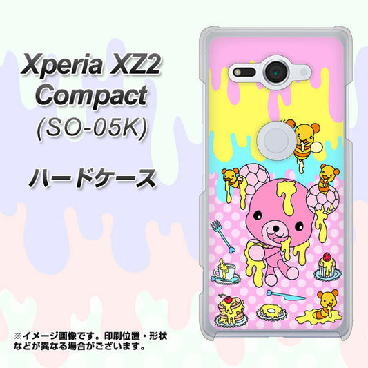docomo エクスペリア XZ2 コンパクト SO-05K 高画質仕上げ 背面印刷 ハードケース【AG822 ハニベア(水玉ピンク)】