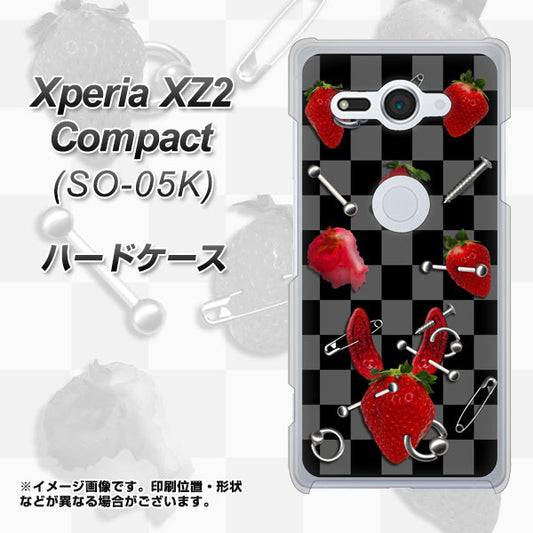 docomo エクスペリア XZ2 コンパクト SO-05K 高画質仕上げ 背面印刷 ハードケース【AG833 苺パンク（黒）】
