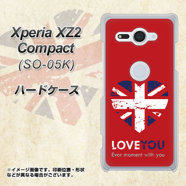 docomo エクスペリア XZ2 コンパクト SO-05K 高画質仕上げ 背面印刷 ハードケース【SC804 ユニオンジャック ハートビンテージレッド】
