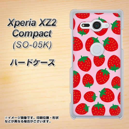 docomo エクスペリア XZ2 コンパクト SO-05K 高画質仕上げ 背面印刷 ハードケース【SC813 小さいイチゴ模様 レッドとピンク】
