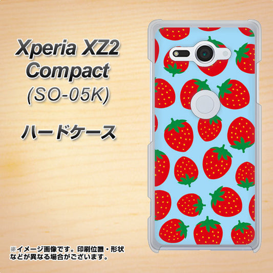 docomo エクスペリア XZ2 コンパクト SO-05K 高画質仕上げ 背面印刷 ハードケース【SC814 小さいイチゴ模様 レッドとブルー】