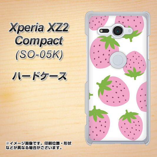 docomo エクスペリア XZ2 コンパクト SO-05K 高画質仕上げ 背面印刷 ハードケース【SC816 大きいイチゴ模様 ピンク】