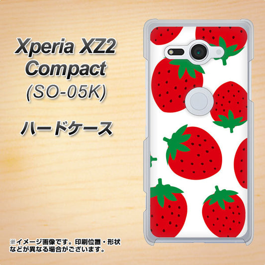docomo エクスペリア XZ2 コンパクト SO-05K 高画質仕上げ 背面印刷 ハードケース【SC818 大きいイチゴ模様レッド】