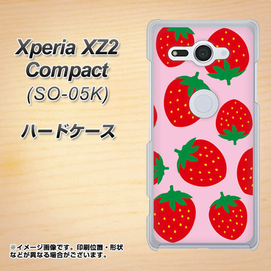 docomo エクスペリア XZ2 コンパクト SO-05K 高画質仕上げ 背面印刷 ハードケース【SC820 大きいイチゴ模様レッドとピンク】