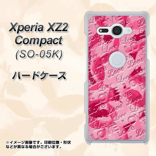 docomo エクスペリア XZ2 コンパクト SO-05K 高画質仕上げ 背面印刷 ハードケース【SC845 フラワーヴェルニLOVE濃いピンク（ローズアンディアン）】