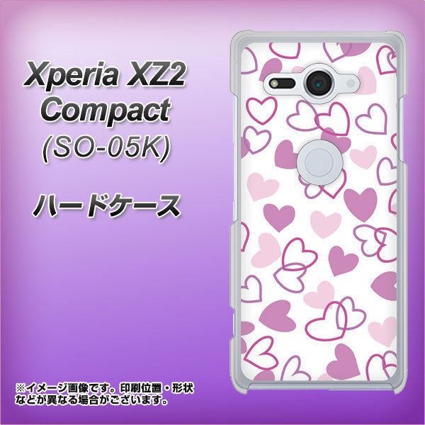 docomo エクスペリア XZ2 コンパクト SO-05K 高画質仕上げ 背面印刷 ハードケース【VA928 ハートがいっぱい パープル】