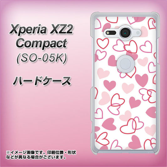docomo エクスペリア XZ2 コンパクト SO-05K 高画質仕上げ 背面印刷 ハードケース【VA929 ハートがいっぱい ピンク】