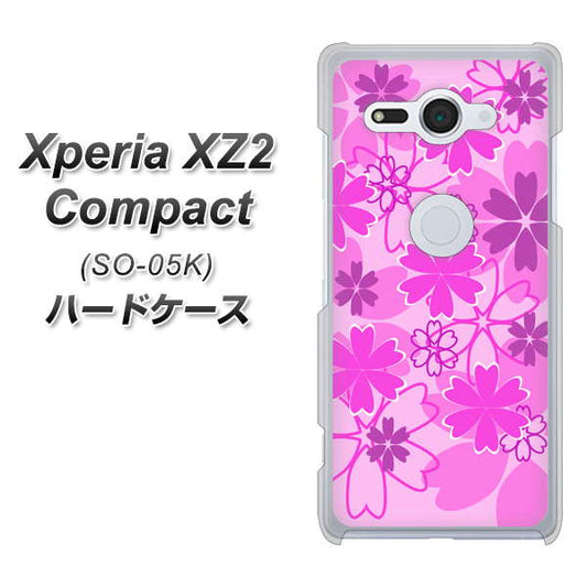docomo エクスペリア XZ2 コンパクト SO-05K 高画質仕上げ 背面印刷 ハードケース【VA961 重なり合う花　ピンク】