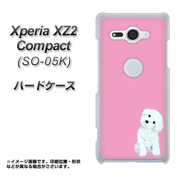 docomo エクスペリア XZ2 コンパクト SO-05K 高画質仕上げ 背面印刷 ハードケース【YJ069 トイプードルホワイト(ピンク)】