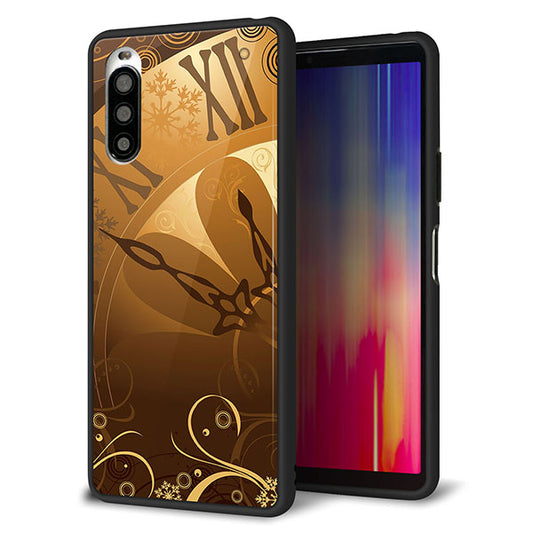 docomo エクスペリア10 II SO-41A 強化ガラス&TPUスマホケース ガラプリ【185 時を刻む針】