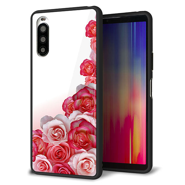 docomo エクスペリア10 II SO-41A 強化ガラス&TPUスマホケース ガラプリ【299 薔薇の壁】