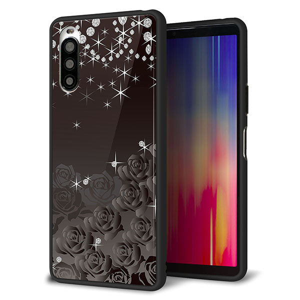 docomo エクスペリア10 II SO-41A 強化ガラス&TPUスマホケース ガラプリ【327 薔薇とダイヤモンド】