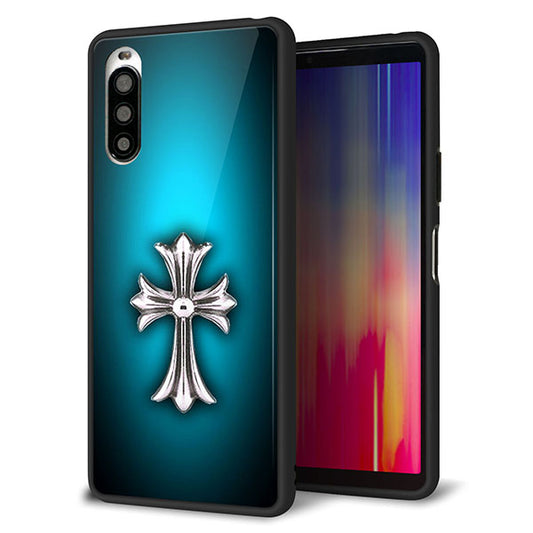 docomo エクスペリア10 II SO-41A 強化ガラス&TPUスマホケース ガラプリ【334 クロスブルー】