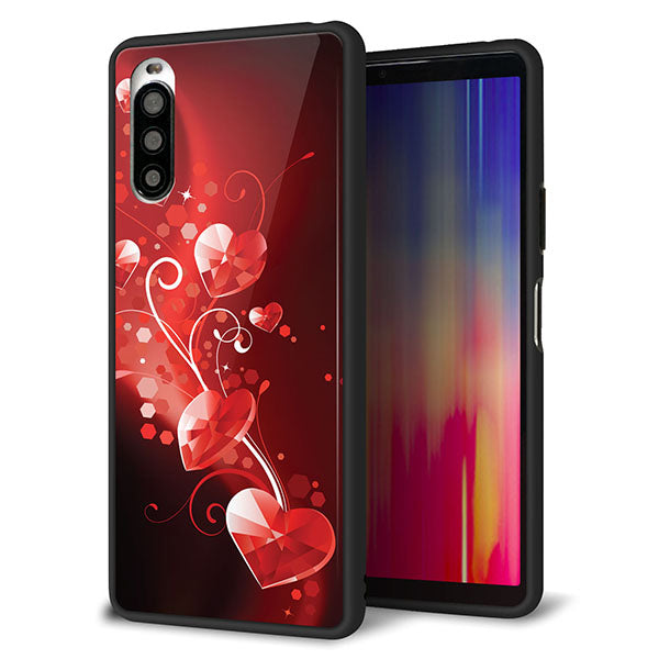 docomo エクスペリア10 II SO-41A 強化ガラス&TPUスマホケース ガラプリ【385 クリスタルな恋】