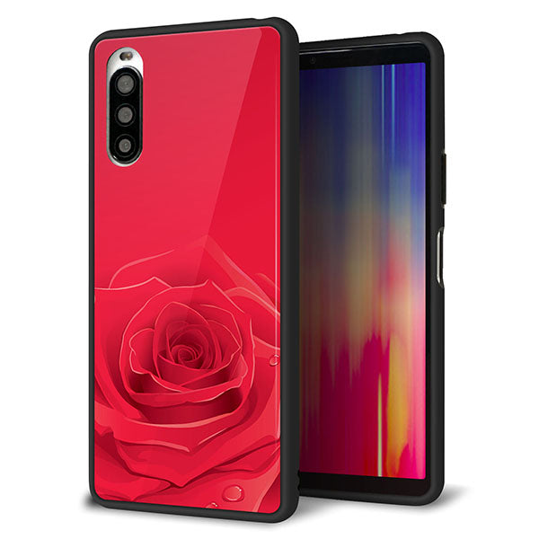 docomo エクスペリア10 II SO-41A 強化ガラス&TPUスマホケース ガラプリ【395 赤いバラ】