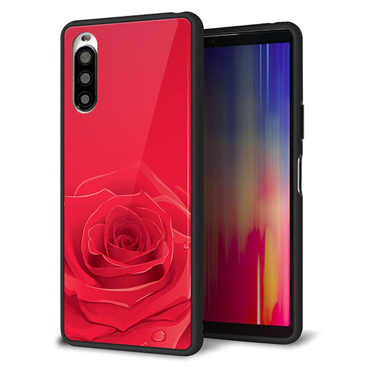 docomo エクスペリア10 II SO-41A 強化ガラス&TPUスマホケース ガラプリ【395 赤いバラ】