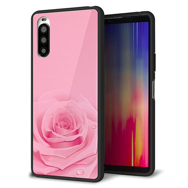 docomo エクスペリア10 II SO-41A 強化ガラス&TPUスマホケース ガラプリ【401 ピンクのバラ】