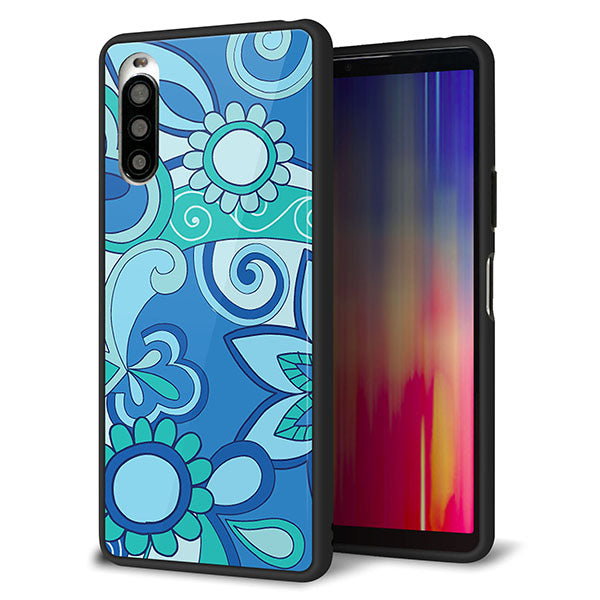 docomo エクスペリア10 II SO-41A 強化ガラス&TPUスマホケース ガラプリ【409 ブルーミックス】