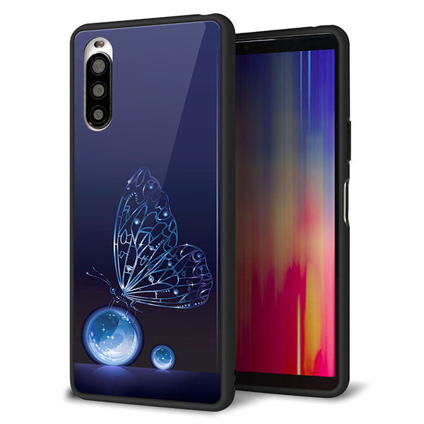 docomo エクスペリア10 II SO-41A 強化ガラス&TPUスマホケース ガラプリ【418 神秘の蝶】