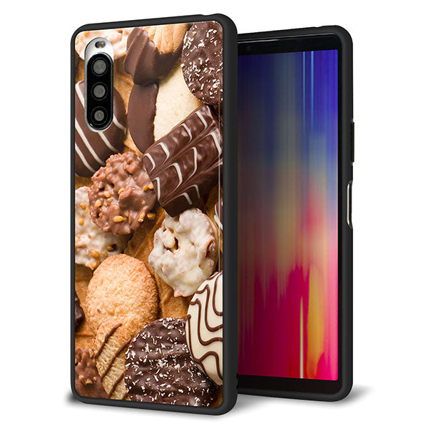 docomo エクスペリア10 II SO-41A 強化ガラス&TPUスマホケース ガラプリ【442 クッキー mix】