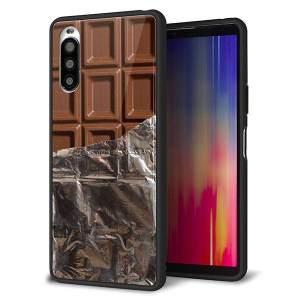docomo エクスペリア10 II SO-41A 強化ガラス&TPUスマホケース ガラプリ【451 板チョコ】