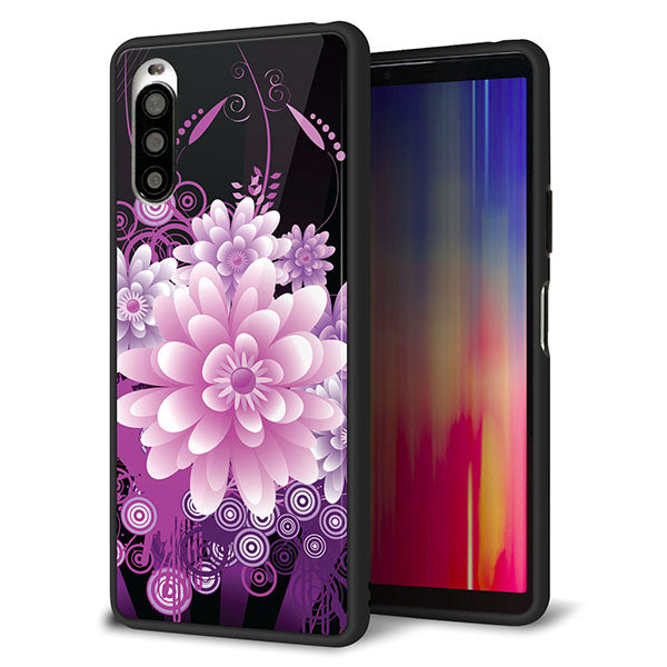 docomo エクスペリア10 II SO-41A 強化ガラス&TPUスマホケース ガラプリ【564 3Dフラワー】
