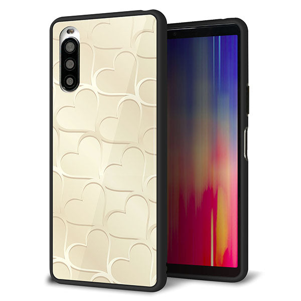 docomo エクスペリア10 II SO-41A 強化ガラス&TPUスマホケース ガラプリ【630 かくれハート】