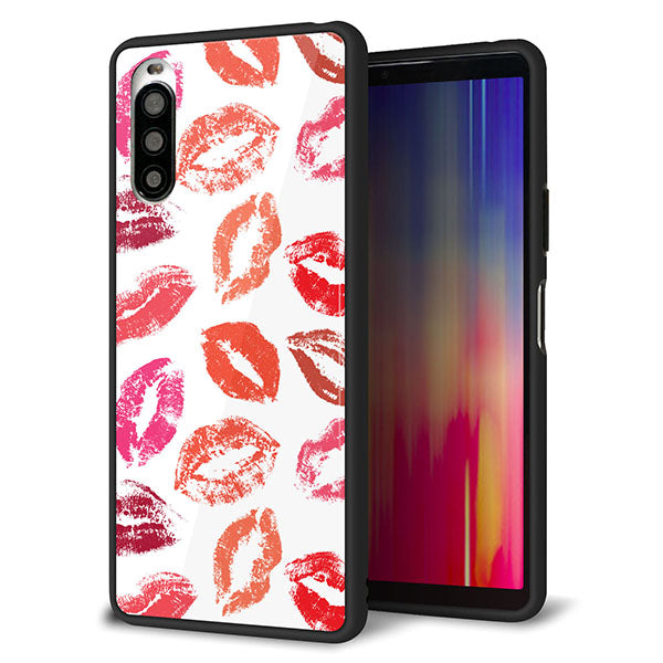 docomo エクスペリア10 II SO-41A 強化ガラス&TPUスマホケース ガラプリ【734 キスkissキス】