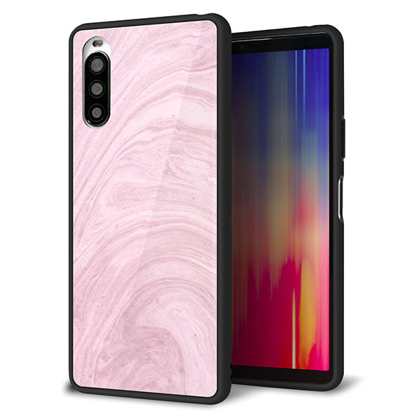 docomo エクスペリア10 II SO-41A 強化ガラス&TPUスマホケース ガラプリ【KM873 大理石ラベンダー】