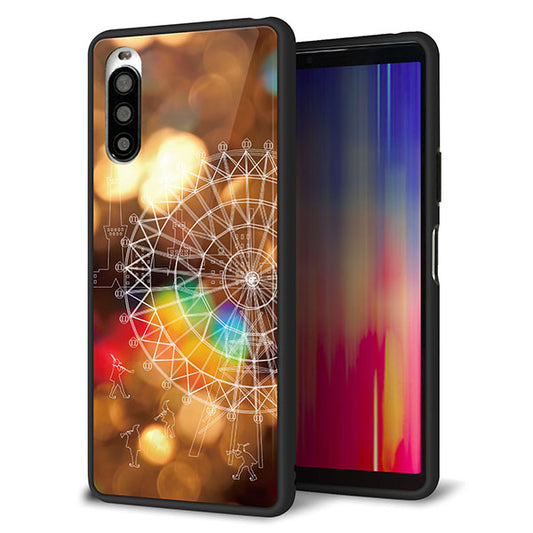 docomo エクスペリア10 II SO-41A 強化ガラス&TPUスマホケース ガラプリ【KM884 観覧車と笛吹】