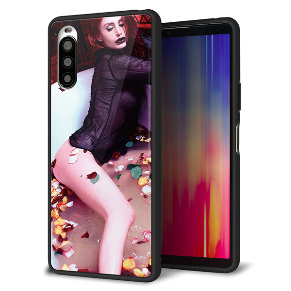 docomo エクスペリア10 II SO-41A 強化ガラス&TPUスマホケース ガラプリ【KM885 バラ風呂】