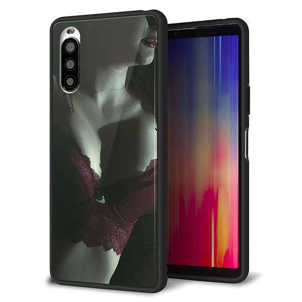 docomo エクスペリア10 II SO-41A 強化ガラス&TPUスマホケース ガラプリ【KM887 ランジェリー】